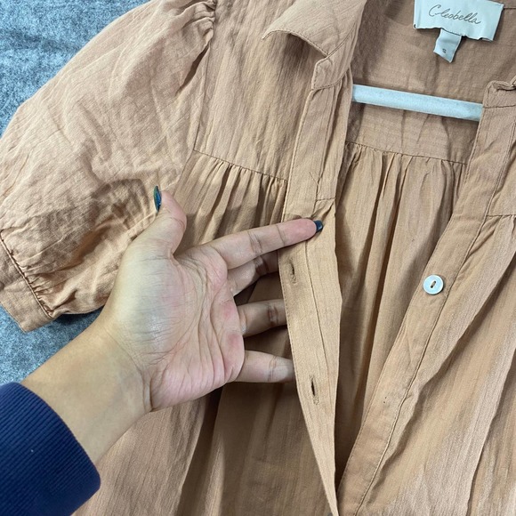 Cleobella Maxi Dress Small Tan Button-Up Short Sleeve Shirtdress Revolve - Picture 15 of 15
